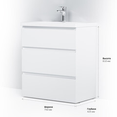 Тумба под раковину AM.PM Gem S 75 см напольная белая (M91FSX0752WG) - фото 3