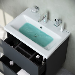 Тумба под раковину AM.PM Gem 70 см подвесная графит матовая (M90FHX06022GM) - фото 9