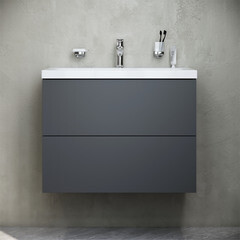 Тумба под раковину AM.PM Gem 85 см подвесная графит матовая (M90FHX07522GM) - фото 9