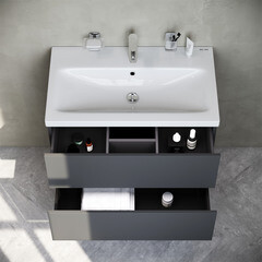 Тумба под раковину AM.PM Gem 85 см подвесная графит матовая (M90FHX07522GM) - фото 7