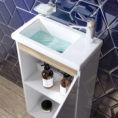 Тумба под раковину AM.PM X-Joy 45 см напольная дерево/белая (M85AFSX0451WG) - фото 8