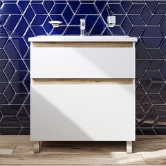 Тумба под раковину AM.PM X-Joy 77 см напольная дерево/белая (M85AFSX0802WG) - фото 8