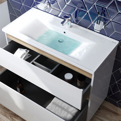 Тумба под раковину AM.PM X-Joy 100 см напольная дерево/белая (M85AFSX1002WG) - фото 8