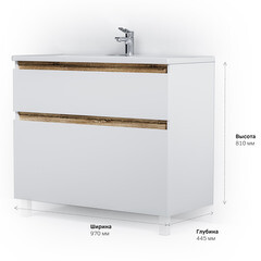 Тумба под раковину AM.PM X-Joy 100 см напольная дерево/белая (M85AFSX1002WG) - фото 2