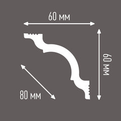 Плинтус потолочный из пенополистирола 60х60х2000 мм под натяжной потолок Плинтэкс I60/60 - фото 4