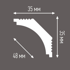 Плинтус потолочный из пенополистирола 35х35х2000 мм под натяжной потолок Плинтэкс N35/35 - фото 4