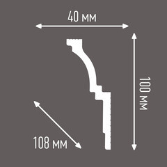 Плинтус потолочный из пенополистирола 40х100х2000 мм под натяжной потолок Плинтэкс J40/100 - фото 4