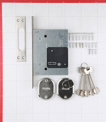 Замок врезной Palladium 0257L SN для входной двери никель 5 ключей - фото 3