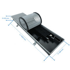 Конвектор внутрипольный Gekon Eco с 1 теплообменником 1600х180х110 мм боковое подключение - фото 2