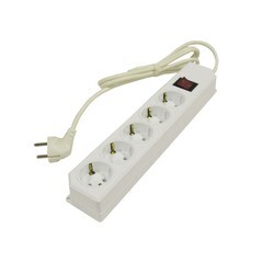 Удлинитель сетевой 5 розеток ПВС 3х1,5мм², 16А, с/з, с выкл., 1,7м, (шт.)