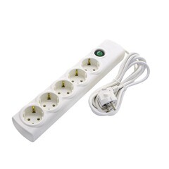 Удлинитель сетевой 5 розеток ПВС 3х1,5мм², 16А, с/з, с выкл., 3м, (шт.)