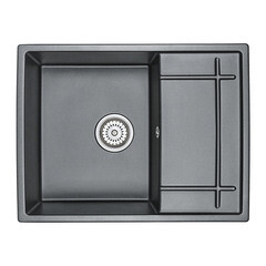 Мойка для кухни Granula 650x500х200 мм врезная прямоугольная с крылом кварц шварц