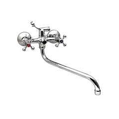 Смеситель стандарт двухвент. для ванны, шаровый, лейка, шланг, настен, латун.кран-букса 1/2", (шт.)