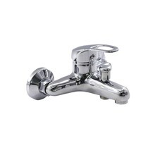 Смеситель латунный однорычажный для ванны, лейка, шланг, настен, коротк.гусак, 40мм, (шт.)