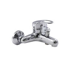 Смеситель латунный однорычажный для ванны, лейка, шланг, настен, коротк.гусак, 40мм, (шт.)