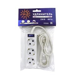 Удлинитель сетевой 3 розетки ПВС 3х0,75мм², 10А, с/з, с выкл., 1,7м, (шт.)