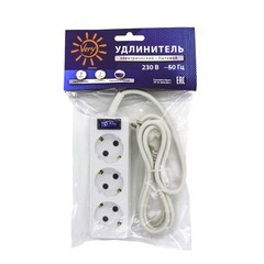 Удлинитель сетевой 3 розетки ПВС 3х0,75мм², 10А, с/з, с выкл., 3м, (шт.)