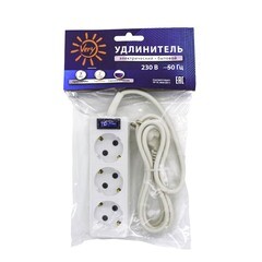 Удлинитель сетевой 3 розетки ПВС 3х0,75мм², 10А, с/з, с выкл., 5м, (шт.)
