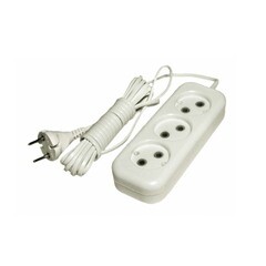 Удлинитель сетевой 3 розетки ПВС 2*0,75мм², 10А, б/з, 5м, (шт.)