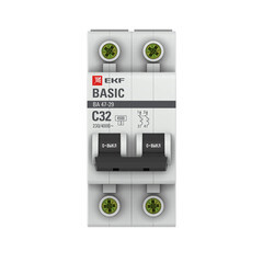 Автоматический выключатель модульный EKF Basic ВА 47-29 2P 32А тип C 4,5 кА 230 В (mcb4729-2-32C)