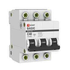 Автоматический выключатель EKF (mcb4729-3-40C) 3P 40А тип С 4,5 кА 400 В на DIN-рейку