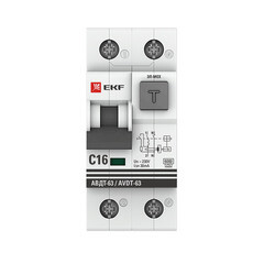 Автомат дифференциальный EKF PROxima АВДТ-63 16А 1P+N тип A 30 мА 6 кА (DA63-16-30) - фото 1