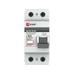 Изображение товара УЗО EKF PROxima ВД-100 40А 1P+N тип AC 300 мА 4,5 кА (elcb-2-40-300-em-pro)