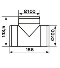 Тройник для круглых воздуховодов ERA пластиковый d100 мм 90° - фото 2