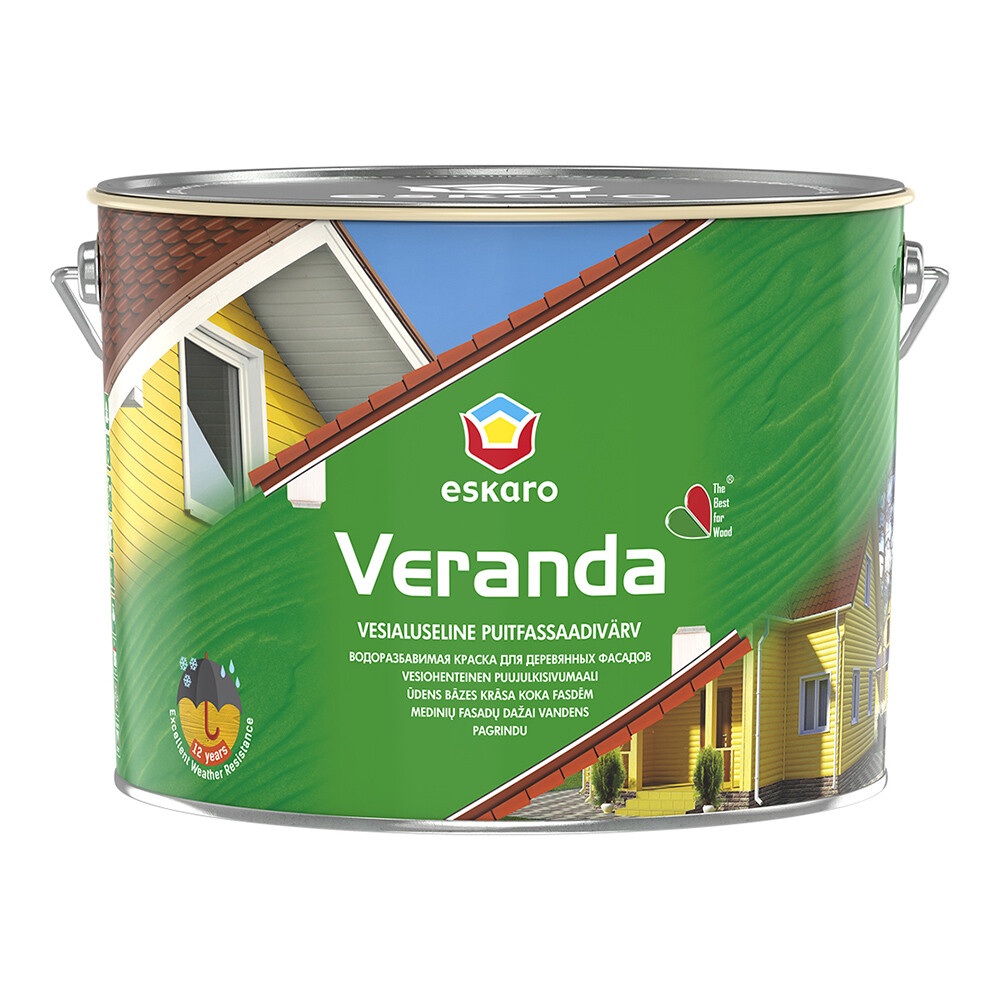 Изображение товара Фасадная краска Eskaro Veranda масляно-акриловая 9,5 л для деревянных фасадов
