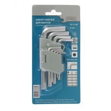 Набор ключей имбусовых 6 граней, 9 предметов, (уп.)
