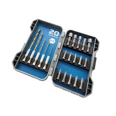Набор бит CrV, свёрл HSS/TIN и торцевых головок CrV пласт. бокс, 20 предметов, (шт.)