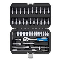 Набор инструмента слесарно-монтажный, Cr-V, 1/4", 46 предм., (шт.)