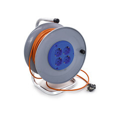 Удлинитель силовой на катушке, 4 розетки, ПВС 2х0,75мм², 10А, 2,2кВт, б/з, 50м, (шт.)