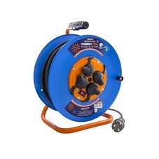 Удлинитель силовой на металлической катушке, 4 розетки, IP44, КГ 3х1,5мм², 16А, 3,5кВт, с/з, 50м, (ш