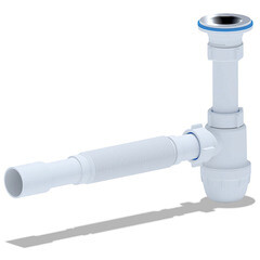 Сифон для мойки/раковины мини, в комплекте с гибкой трубой, 1 1/4"х40мм, труба 40х40/50, (шт.)
