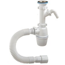 Сифон для мойки/раковины, с отводом, в комплекте с гибкой трубой, 1 1/2"х40мм, труба 40х40/50, (шт.)