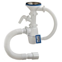 Сифон для мойки, с прямоуг. перелив, с отводом, в комп. с гибк. Трубой, 3 1/2"х40мм, 40х40/50, (шт.)