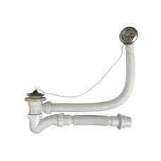 Сифон для ванны, с выпуском и переливом в комплекте с гибкой трубой, 1 1/2"х40мм, 40х40/50, (шт.)