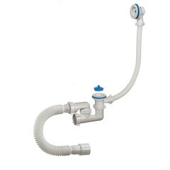 Сифон для ванны регул. с выпуск. и перелив. в комп. с гиб.трубой, 1 1/2"х40мм, труба 40х40/50, (шт.)