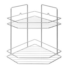 Полка для ванной угловая трапеция 2 яруса гальваника цинк,цвет хром , (шт.)