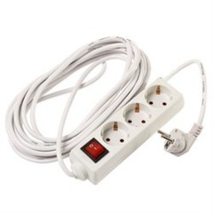 Фильтр сетевой 3 розетки, ПВС 3х1 мм², 16А, с/з, 5м, (шт.)