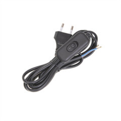 Шнур ШВВП 2х0,75 мм² с проходным выключателем черный 1,7 м