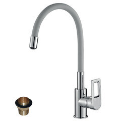 Смеситель для кухни Rossinka Z хром/серый с гибким изливом однорычажный (Z35-35U-Gray) - фото 4