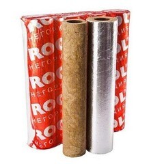 Теплоизоляция для труб Rockwool 100 ДМ минеральная вата 89х30 мм 6 пог.м навивная фольгированная