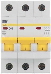 Автоматический выключатель модульный IEK Karat ВА 47-29 3P 63А тип C 4,5 кА 400 В (MVA20-3-063-C) - фото 2