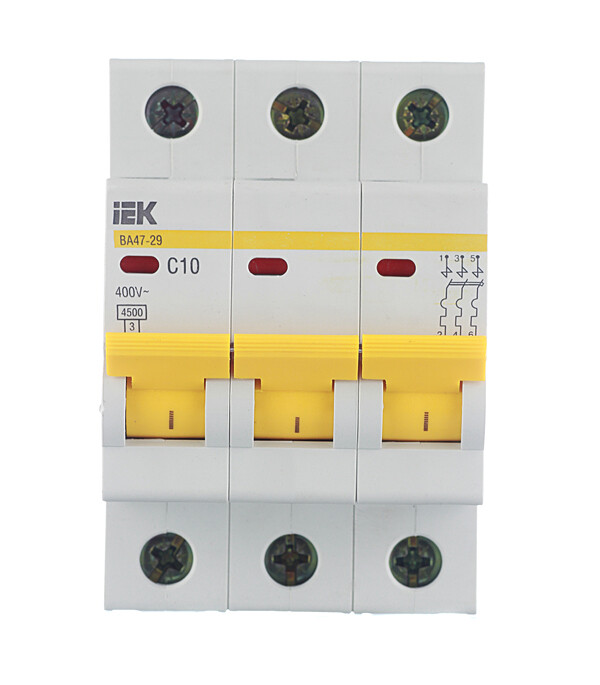 Автоматический выключатель модульный IEK Karat ВА 47-29 3P 10А тип C 4,5 кА 400 В (MVA20-3-010-C)