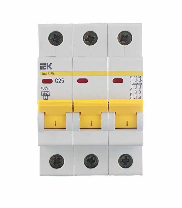Изображение товара Автоматический выключатель IEK Karat ВА 47-29 3P 25A тип C 4,5 кА IP20
