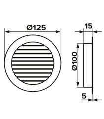 Решетка вентиляционная алюминиевая наружная Era d100 мм с фланцем d125 мм без покрытия - фото 2