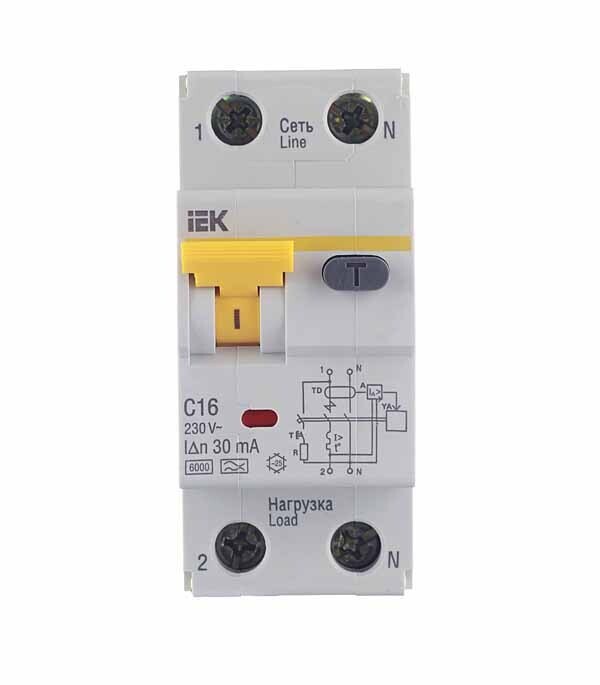 Изображение товара Автомат дифференциальный IEK Karat АВДТ-32 16А 1P+N тип A 30 мА 6 кА