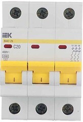 Автоматический выключатель модульный IEK Karat ВА 47-29 3P 20А тип C 4,5 кА 400 В (MVA20-3-020-C) - фото 7